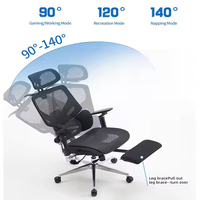 Chaise de bureau ergonomique moderne avec base entièrement en aluminium, accoudoirs 6D et repose-pieds en maille