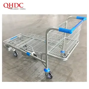 Trolly Cart Warehouse Cart 5 Wheel Trolley Handle Cart Heavy Duty Trolley Platform Transport Wagon