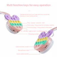 Casque Bluetooth B30 RGB Lumineux Oreilles de Chat, Pliable, avec Support Carte TF, Écouteurs Anti-Stress à Bulles, Sans Fil et Filaire pour Fille