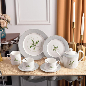 New Eco-Friendly Bone China Coffee <b>Cup</b> <b>Saucer</b> 250mL Flores Convallariae Series Minimalist High-end Afternoon <b>Tea</b> Gift - Product Image 4