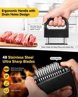 Fourchettes attendrisseuses de viande manuelles, lame en acier inoxydable, attendrisseur de viande en plastique pour cuisine, steak, poulet, bœuf, barbecue, accessoires de cuisson