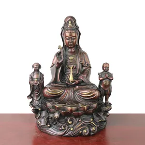 Statue en Bronze, grande taille, sculpture de Guanyin en position assise