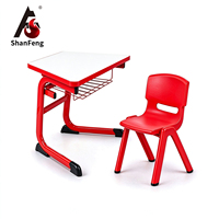 Ensemble table et chaise trapézoïdale ergonomique pour maternelle, en acier, plastique et bois, bureau d'étude pour enfants, mobilier scolaire