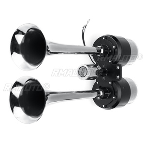 Kit de klaxon électrique à double trompette 500DB, klaxon à air chromé puissant, haut-parleur 12V/24V pour accessoires de train, camion, poids lourd - Product Image 4