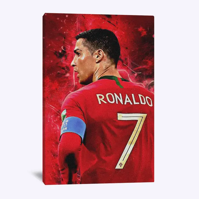 Cuadro de decoración de pared para sala de estar, póster impreso para sala de estar, dormitorio y hogar, estilo moderno, de futbolista, Cristiano Ronaldo