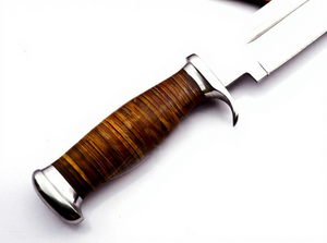 Couteau Bowie à lame fixe personnalisé en acier au carbone, style sabre à pointe clip, couteau de chasse avec étui en cuir, cadeau OEM - Product Image 2