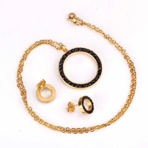 High Quality Hoop Stainless Steel <b>Jewelry</b> <b>Set</b> 18K PVD Gold Plated Trendy <b>Women</b> Statement Hollow Round Earrings and Necklace <b>Sets</b> - Product Image 2