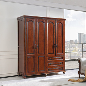 Armario de Madera Maciza Dazhang Jiaju, Cinco Puertas, Estilo Vintage, Color Nogal, para Dormitorio, con Espacio de Almacenamiento y para Colgar Ropa - Product Image 2