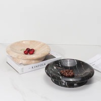 Bol de rangement en marbre naturel de luxe, bol rond en pierre multi-usages pour bijoux, bonbons, fruits