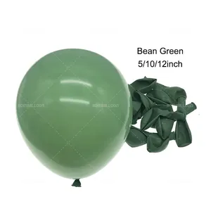 BOMBALLOON उच्च गुणवत्ता सादे 10 इंच रेट्रो बीन ग्रीन मानक रंग गुब्बारे