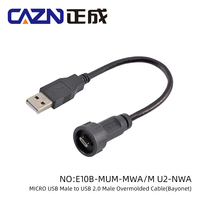 Micro USB tipo bayoneta conector impermeable IP67 conector Micro USB macho a hembra enchufe de Cable