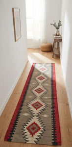 Aztec Tribal Wool Jute <b>Runner</b> <b>Rug</b> with Fringe Handmade Southwestern Carpet Accent <b>for</b> Rustic Boho Farmhouse Hallway Home Decor - Product Image 6