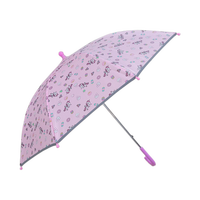 Parapluie manuel de haute qualité pour enfants, avec bordure réfléchissante, pointes arrondies, léger, imprimé rose dessin animé pour filles, idéal pour l'école