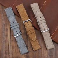 Bracelets de montre intelligents en cuir suédé de luxe, réglables, boucle à ardillon de qualité supérieure, pour hommes, 18/20/22/24 mm