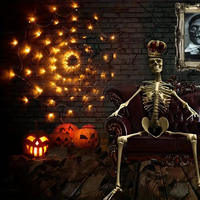 Décoration d'Halloween intérieure et extérieure Kingkey, filet d'araignée lumineux LED, alimentation USB et piles, 8 fonctions, blanc chaud, lumières de toile d'araignée à intensité variable