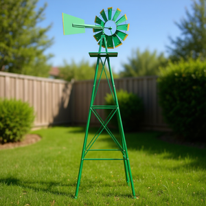 Moulin à vent de jardin en métal vert de 8 pieds, décoration extérieure, ornement de jardin - Product Image 2