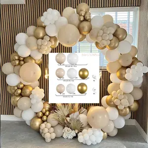 White Sand Gold Balloons 126PCS Nude Metallic Latex Balloons For Boho Wedding Birthday Backdrop Balloons Garland Arch Kit