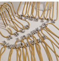 Collier Pendentif Lettre Initiale en Argent Plaqué Or en Acier Titane Étanche pour Femme, Chaîne Serpent, Vente Chaude