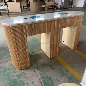 Muebles de Salón de Uñas Personalizados de Fábrica, Mesa de <span class=keywords><strong>Manicura</strong></span> Doble de Madera con Colector de Polvo - Product Image 2