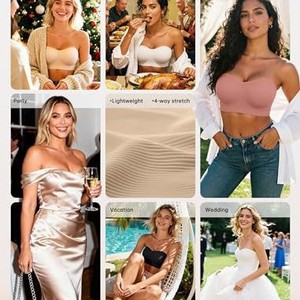 <span class=keywords><strong>Reggiseno</strong></span> Push-Up Sottile <span class=keywords><strong>Senza</strong></span> <span class=keywords><strong>Spalline</strong></span> LetsJoli da Donna, <span class=keywords><strong>Senza</strong></span> <span class=keywords><strong>Ferretto</strong></span>, con Supporto, Fantasia Tinta Unita, Top a Tubo Antiscivolo - Product Image 5