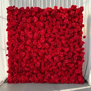 KL-WA02 Panneaux muraux de fleurs en tissu en gros 8ft x 8ft, panneaux muraux de fleurs artificielles en soie rose pour la décoration de scène de mariage - Product Image 5