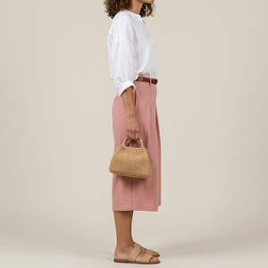 Fabricant vietnamien – Nouvelle jupe-culotte plissée rose respirante avec ceinture, coupe droite, décontractée, pour femme, couleur unie, en tissu peigné - Product Image 2
