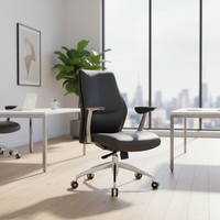 Chaise de bureau moderne en cuir ergonomique, chaise de direction de luxe, chaise de visiteur confortable pivotante en PU avec roulettes