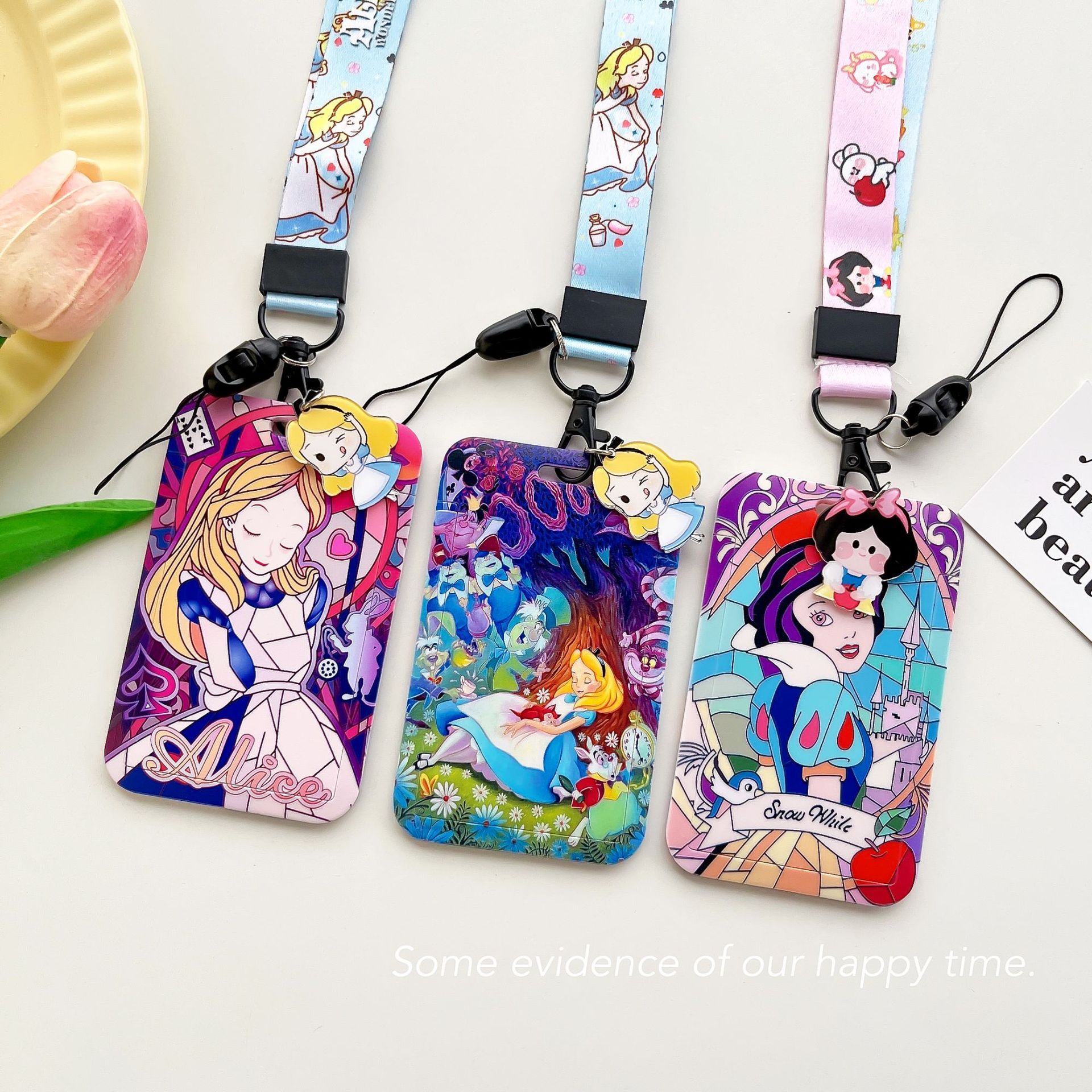 Lovely Cartoon Princess Snow White Ariel Student Name Bank ID Badge Card Case Phone Neck Hanging Lanyards Card Holder Wholesale Image 2