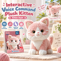 Peluche interactive intelligente pour chaton et chiot, avec commande vocale, compagnon électronique pour chat et chien, musique, coton PP, anniversaire