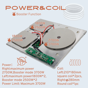 Placa de Inducción Integrada de 6300W con 3 Quemadores, Control Táctil, Superficie de Vidrio, Cocina Eléctrica - Product Image 5