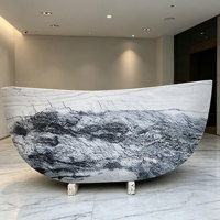 Baignoire en marbre poli sur mesure, baignoire autoportante en pierre naturelle pour hôtels et projets résidentiels de luxe
