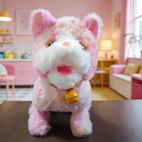 Grand chat en peluche souriant avec clochette - Jouet interactif qui marche et qui fait du bruit - Design amusant et joyeux - Mignon et amusant