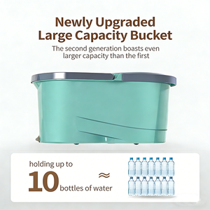 Mopa para el Hogar con Cubeta, de Uso Dual en Seco y Húmedo, para Limpiar Pisos de Madera en Sala de Estar y Baño, Mopa Giratoria Mágica de Microfibra - Product Image 3