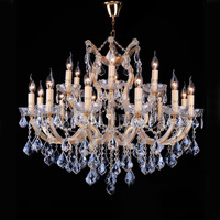Lustre en cristal de luxe avec base d'ampoule E12, finition dorée LED, pour hôtel, villa, banquet et décoration de mariage