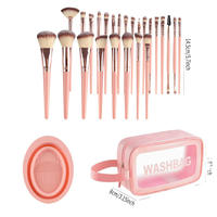 Nouveaux ensembles de pinceaux de maquillage pour femmes, coffret cadeau de 46 pièces, ensemble de pinceaux de maquillage rose avec sac et éponge