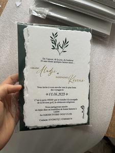 Invitations de <span class=keywords><strong>mariage</strong></span> typographie élégant bord irrégulier avec <span class=keywords><strong>texte</strong></span> typographique sur papier de coton blanc cartes de menu typographie personnalisé - Product Image 6