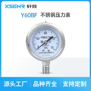 Manomètre en acier inoxydable Suzhou Xiansheng Y60BF 1,6 MPa, raccord fileté, manomètre analogique - Product Image 4