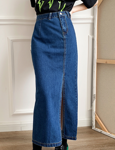 Mode <span class=keywords><strong>longue</strong></span> fente irrégulière sexy sac simple hanche <span class=keywords><strong>jupe</strong></span> en jean - Product Image 5