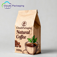 Sac à café de haute qualité avec logo personnalisé imprimé, pochette debout avec fermeture éclair et valve, emballage en plastique de qualité alimentaire pour grains de café