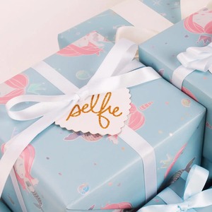 Cartoon Mermaid <b>Pattern</b> PE Coated Double-Sided 100GSM Thick Art <b>Paper</b> Roll Blue Pink Design Recyclable Gift & Craft - Product Image 2