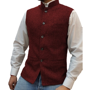 <span class=keywords><strong>Gilet</strong></span> da <span class=keywords><strong>Uomo</strong></span> con Colletto Rialzato Stile Zhongshan e Motivo Tradizionale - Product Image 6