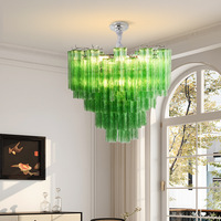 Lustre LED en fer forgé chromé et verre, style Murano d'inspiration vintage, fabriqué à la main, pour salon, salle à manger, chambre principale