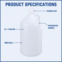 Bouteille en plastique HDPE de 1 gallon (4 litres) pour bidon Boston, avec couvercle pour lait, épaisseur 1 mm, qualité alimentaire, empilable, conteneur laitier, vente en gros