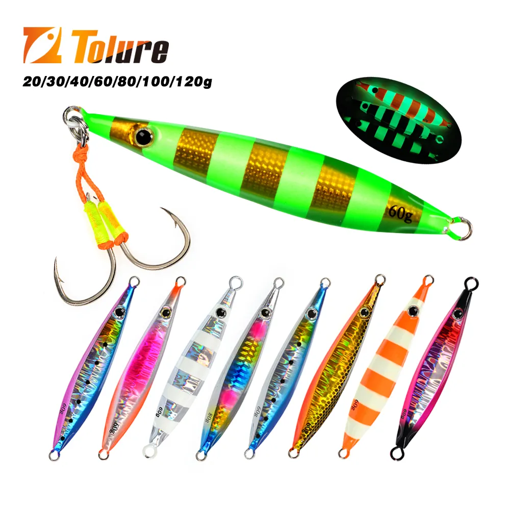 Tolure 20g 30g 40g 60g 80g 100g 120g leuchtend schnell Jigging Lure Metall Jig Köder Süßwasser Salzwasser künstliche Angel vorrichtungen