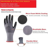 Gants de travail de sécurité LOCCEF en nitrile micro-mousse, gants de protection en nylon tricoté sans couture pour la rénovation de la maison, MOQ 12 paires
