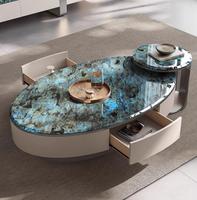 Ensemble de tables basses en marbre STG, combinaison pour salon, maison, style moderne, simple, ovale, créatif, table d'appoint haut de gamme, plateau en marbre