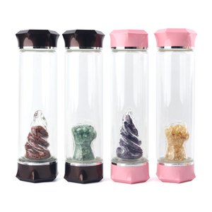 Botella de <span class=keywords><strong>Agua</strong></span> de Vidrio con Cristales Naturales para Beber, Diseño Artesanal con Cristales Curativos Naturales, Venta al Por Mayor - Product Image 5