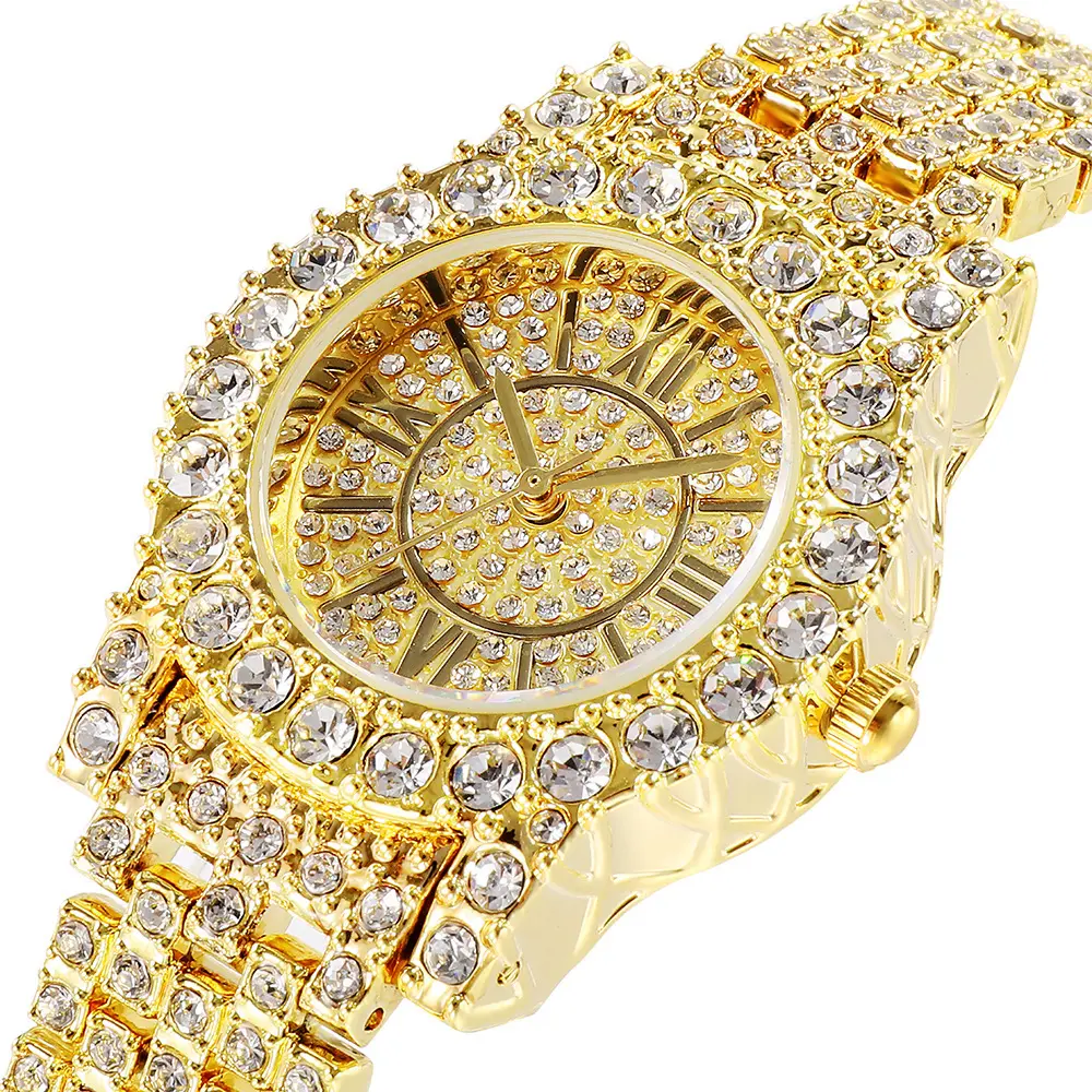 Kunden spezifische Herren Damen 18 Karat vergoldet Luxus Hip Hop kubanischen Diamant Moissan ite Simulants Iced Out Uhr