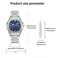 LP62 Ensemble de 4 montres à quartz carrées en alliage argenté pour homme, étanches, pour affaires, avec collier, bracelet et bague assortis – Cadeau sélectionné