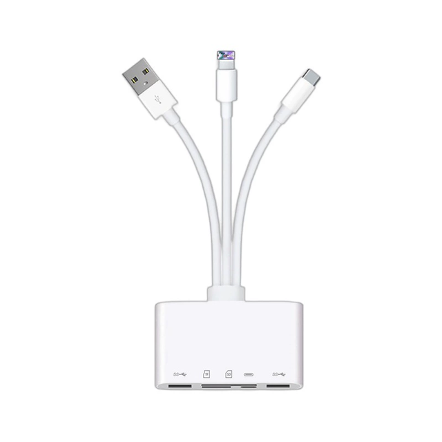 Factory Direct Supply External SD Card Reader Type-C USB 3 in 1 SD TF DUAL USB PD Charging ABS Material for Mobile Devices